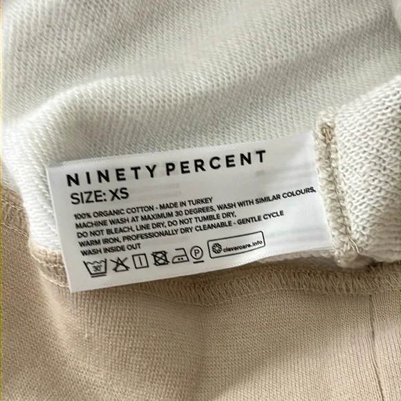 NINETY PERCENT NWT Color-block Organic Cotton Hoodie/Joggers Set Beige - XS